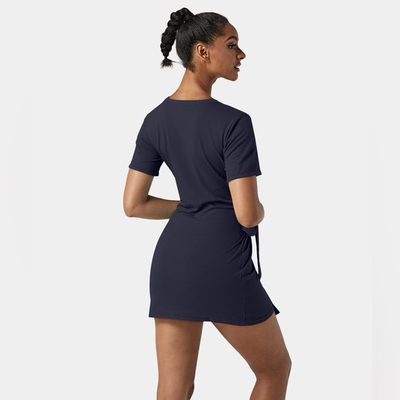 Halara Sapphire Blue Everyday Tie Knot Ruched Mini Chill Dress-Belle Size Small - Picture 3 of 9